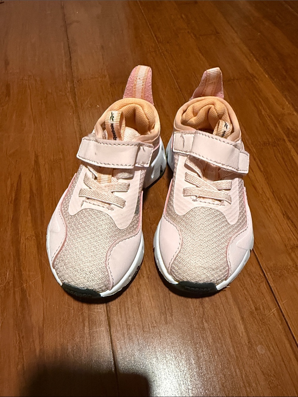 Reebok Kids Pink and Peach Hook-and-Loop Sneakers
